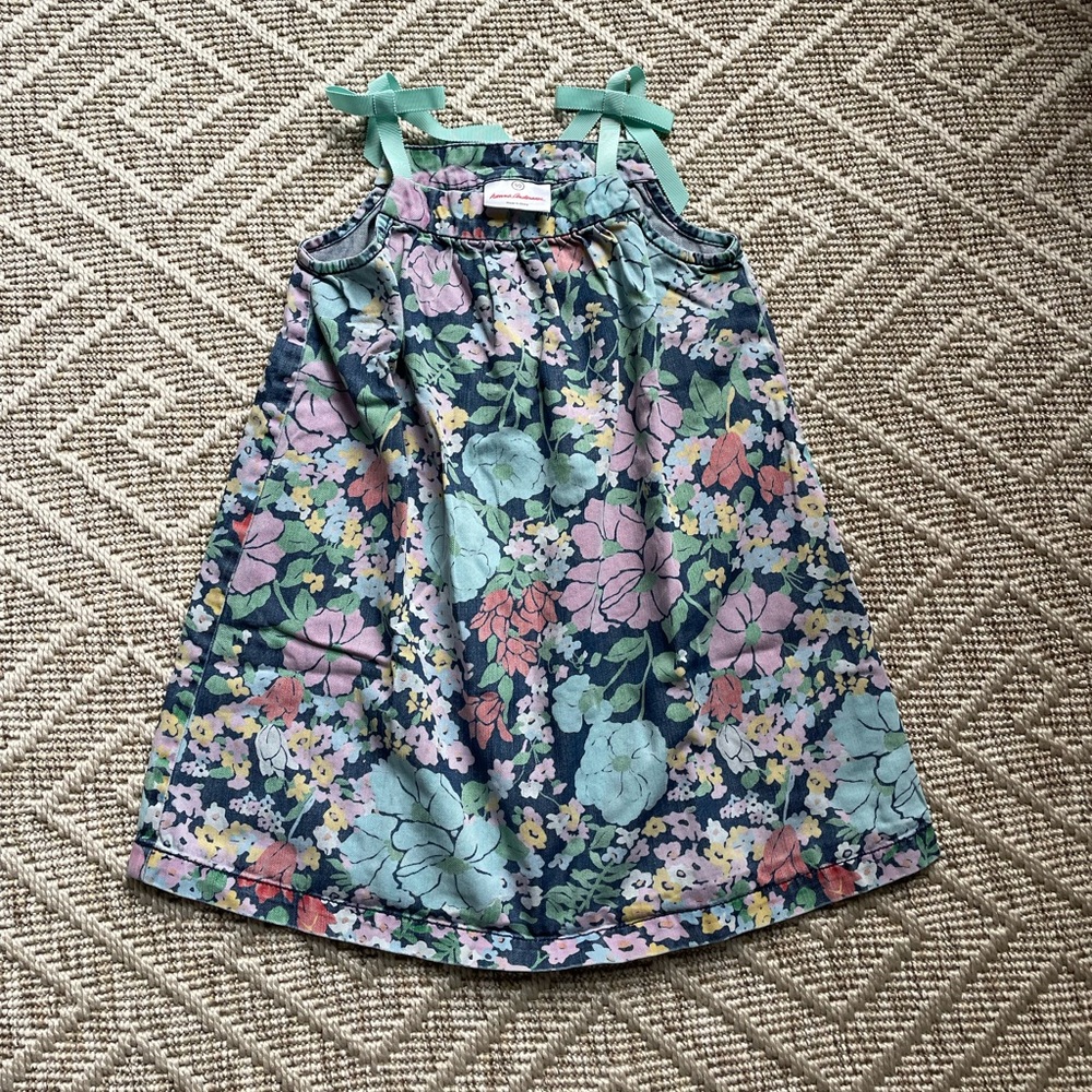 Hanna Andersson Floral Sleeveless Dress with Bow Straps-3T
